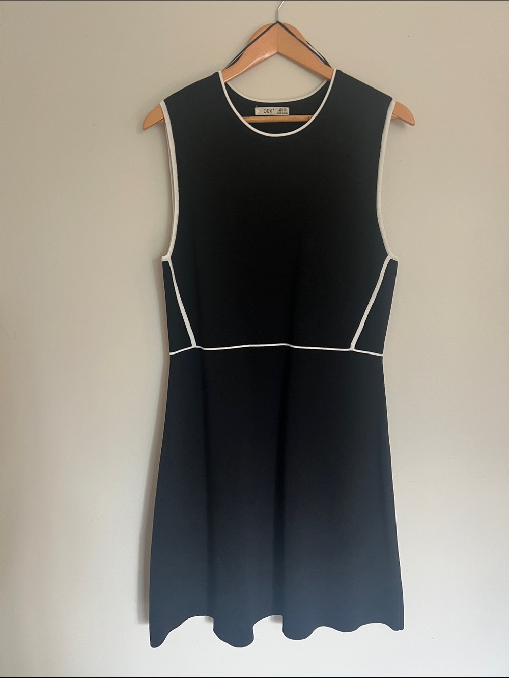 Dex Black Sleeveless A-Line Dress with White Trim